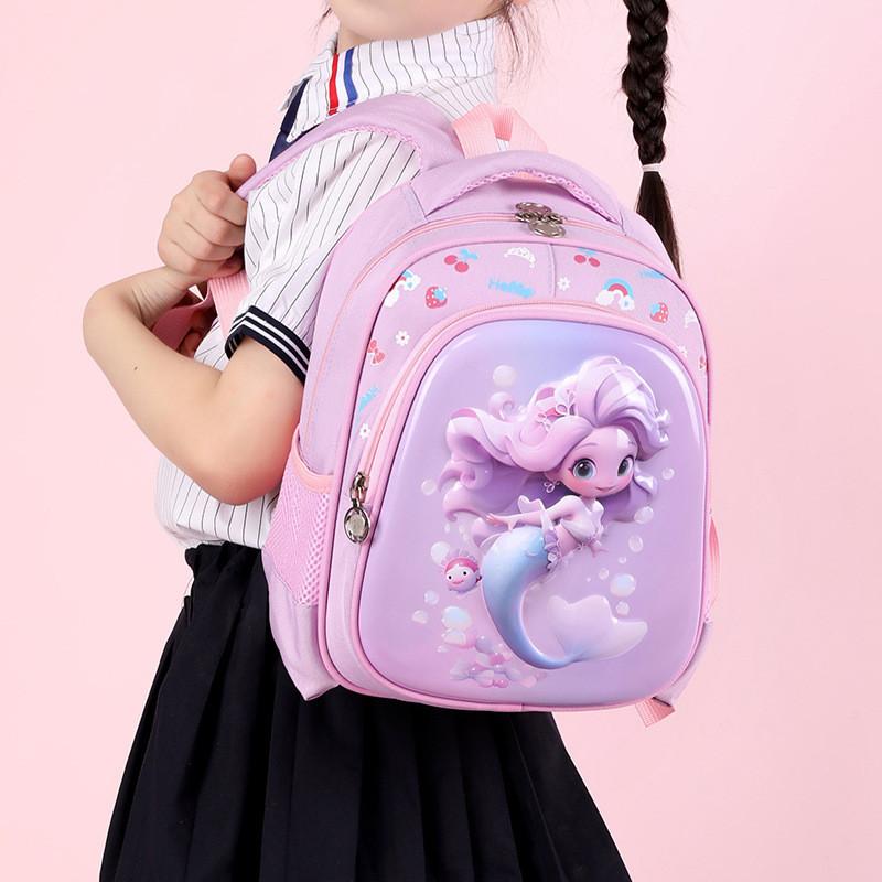 Cute Cartoon Nylon Backpack For Kids With Spinal Protection And Load Reduction Design