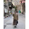 Japanese Preppy Style Autumn Winter Women Brown Plaid Skirt Elastic Waist Thicken Woolen Warm Skirt Elegant Wool Basic A-Line Skirt