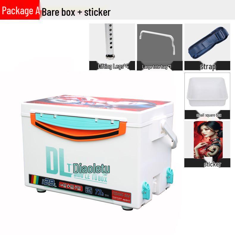 Diaoletu 29L Fishing Box with Front Rod Rest and Adjustable Legs, Large Capacity, Complete Accessory Set.
