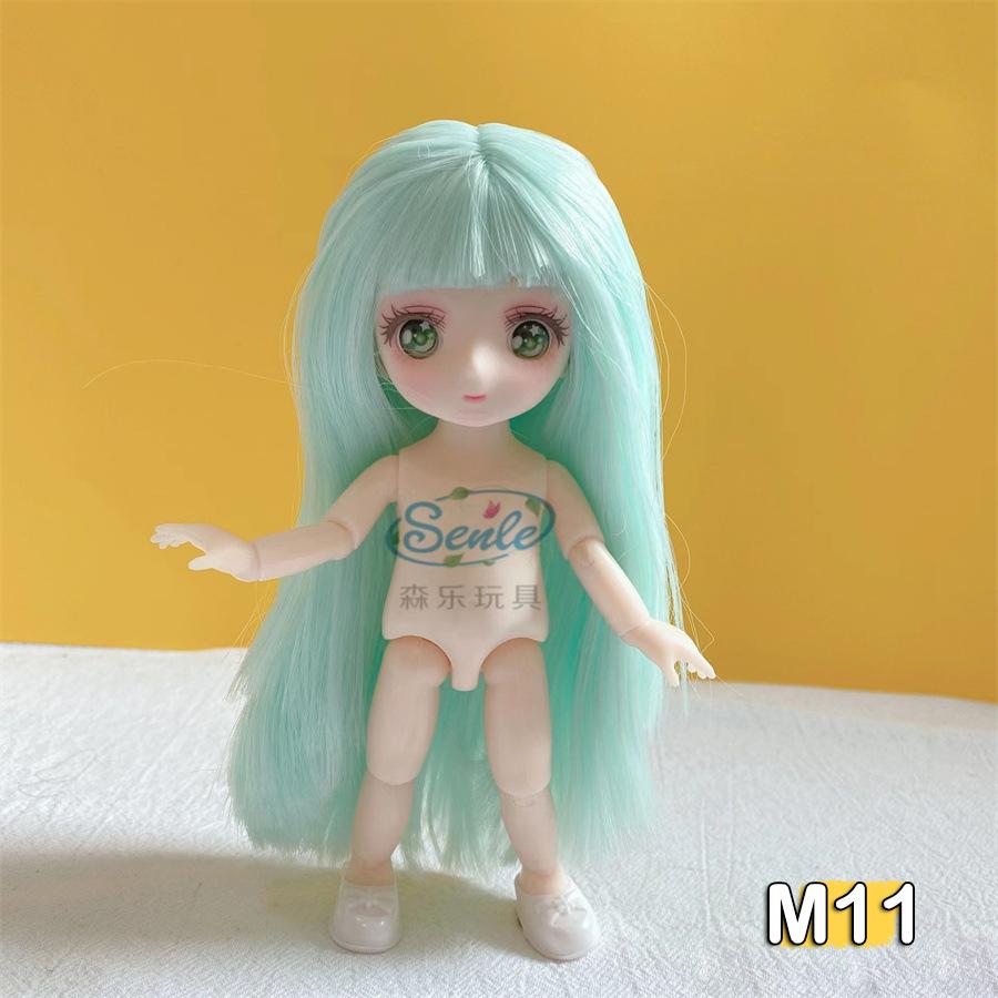 16 cm Nøgen Dukke Krop Med 2. Dimension Anime Øjne 13 Bevægelige Led Blå 2D Animation Øjne Dukke DIY Legetøj Til Piger
