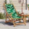 Vidaxl Folding Beach Chair, Leaf Pattern, Eucalyptus and Fabric