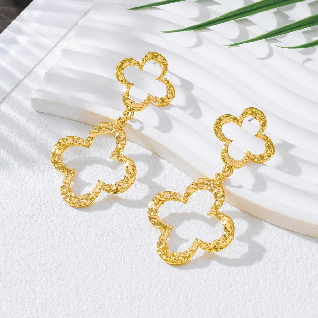 Korean Style Versatile Gold Flower Earrings - Sweet & Simple Floral Drops