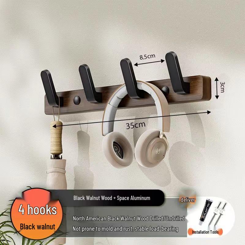 Wandhaken für Mäntel und Hüte aus Nussbaumholz für die Verwendung hinter der Tür