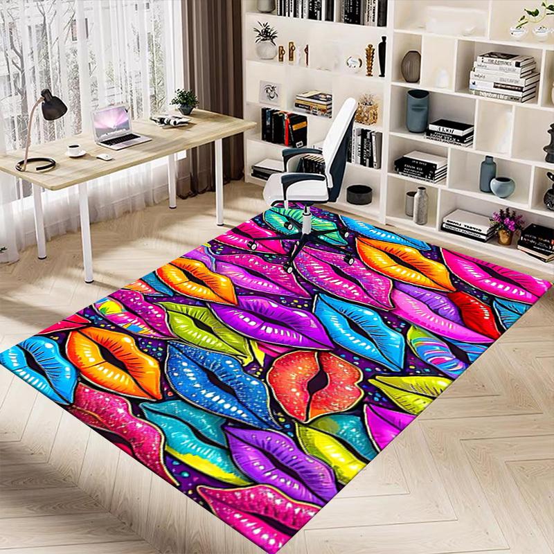 1PC Lips Colorful Extra Large Non Slip Floor carpet, Office, family, Studio Large Area Rug Indoor Rugs, Bold Statement Piece