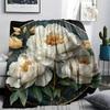 Flower Print Flannel Blanket, High quality Comfortable for All Seasons, Home Decor, Warmth and Comfort, Perfect for Christmas Gifts