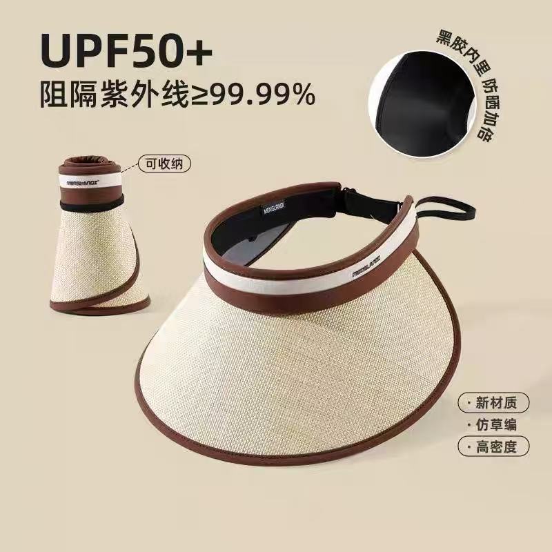 Empty Top Hat Sunscreen Hat Women'S Spring Summer Travel Simple Sun Hat Big Brim Full Face Visor Cycling Hat