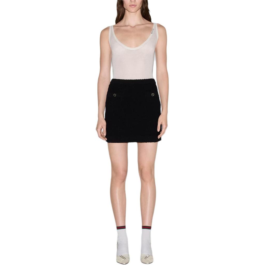 GUCCI Interlocking G Buttoned Knit Mini Skirt 797893-XKD8E-1000