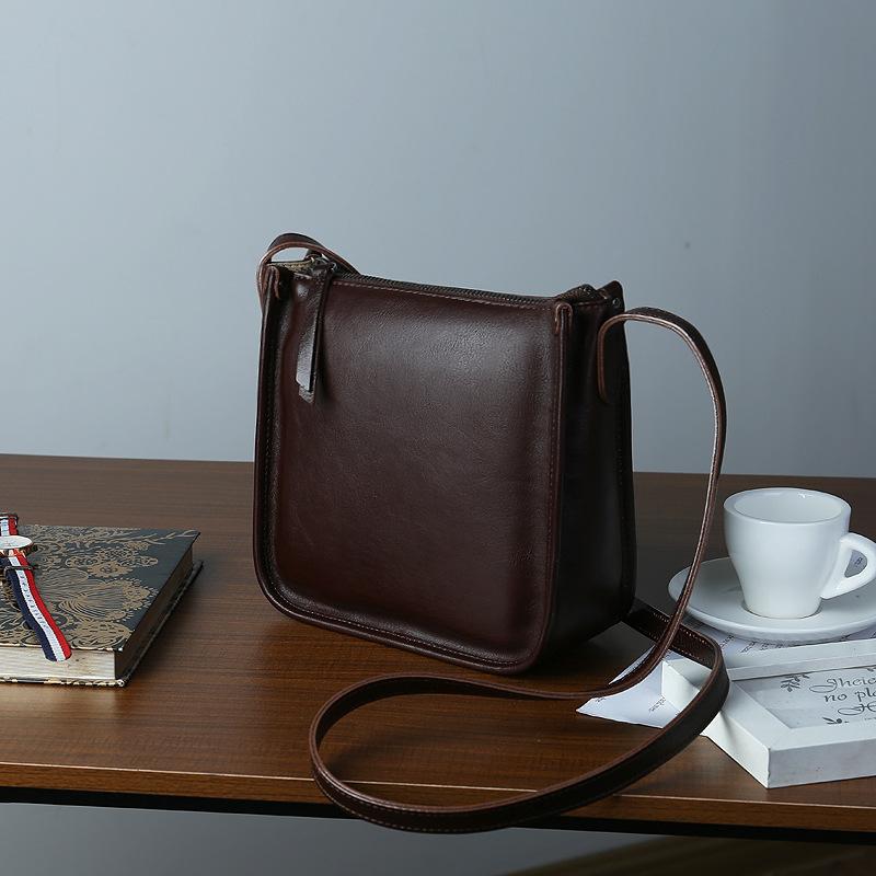 

Johnature Women s Bag Genuine Leather Solid Color Simple Commuting Versatile Soft Cowhide Shoulder Crossbody Bags кофейный
