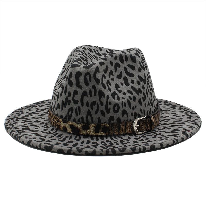 

Leopard Woolen Top Hat Jazz Hat One size темно-сірий