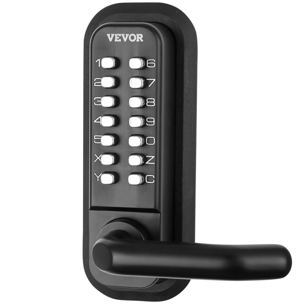 Mechanical Keyless Entry Door Lock, 14 Digit Keypad, Double-sided Embedded Outdoor Gate Door Locks Set with Keypad and Handle, Water-proof Zinc Alloy,