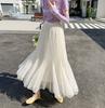 Spring Summer Women Mesh Half Length Skirt Women's Elastic High Waist Skirts Long Mermaid Female Bottoms for Slim Women