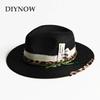 Fashion Black Men'S Summer Straw Woven Fedora Hat Panama Hat Wide Brim Summer Beach Sun Hat Playing Card Accessory
