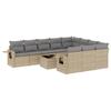 Vidaxl 11-Cz. Garden Furniture Set With Cushions, Beige, Poly Rattan