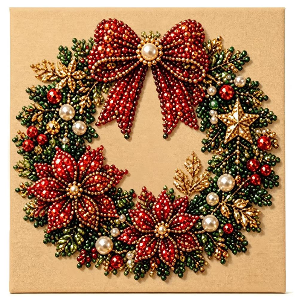 DIY Weihnachts-Perlen-Diamantmalerei Kunst-Set 3D Weihnachten Perlen-Bilder Bastel-Set für Anfänger Heimdeko Wandkunst Partygeschenk