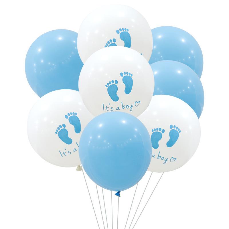 12 -Inch Gender Reveal Toe Printed Balloon Baby Birthday Party Round Blue Pink Latex Balloon 100pcs 