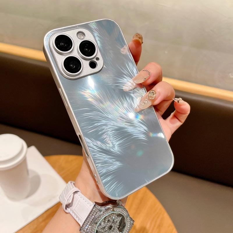 Premium jednokolorowe etui na telefon z gazy piórkowej pasujące do iPhone 16 Pro Max 15 14 Plus 13 12 Pro z osłoną ochronną na obiektyw