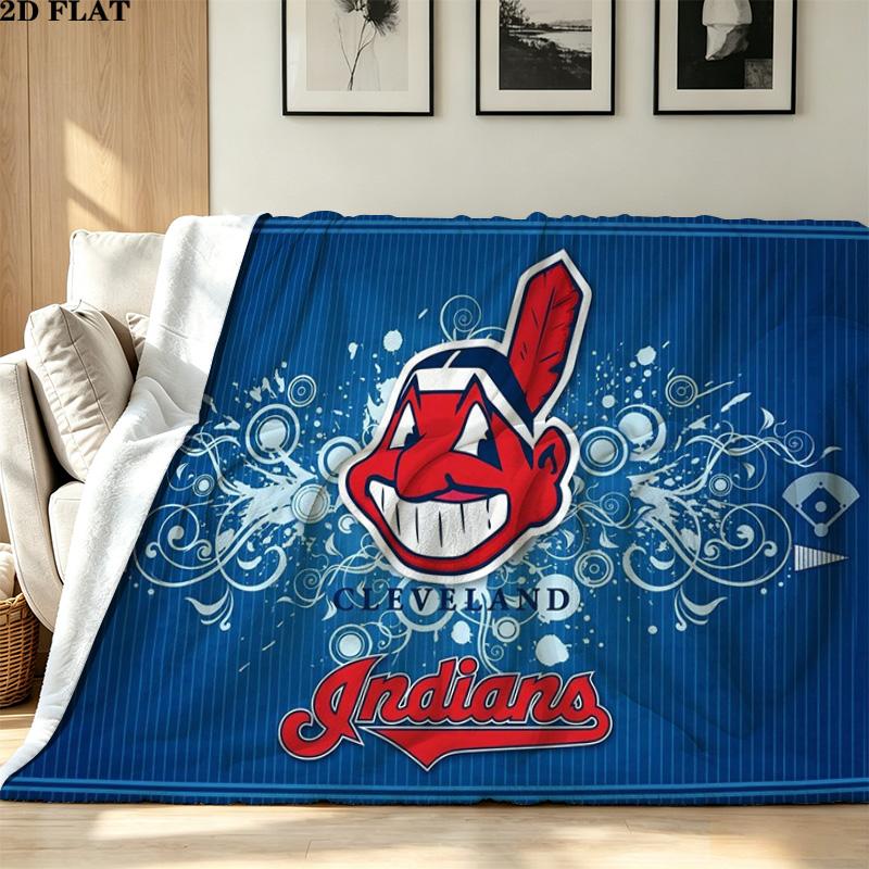 Cleveland Indians Print Flannel Blanket High Quality Warm Comfortable Cover for All Seasons Perfect for Gifts Home Decor