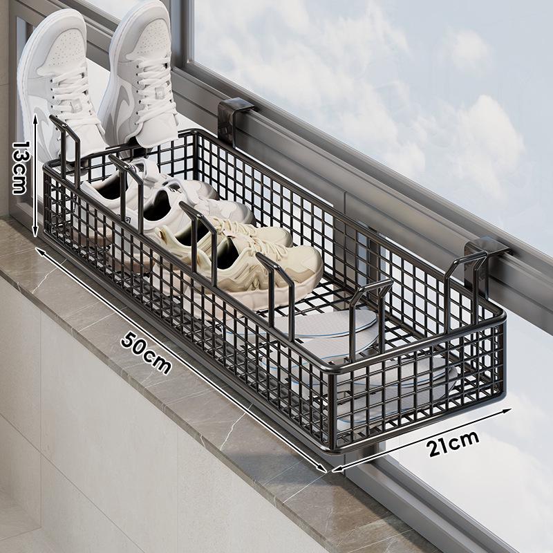 Outdoor Shoe and Clothes Drying Rack with Anti-Theft Window Hook