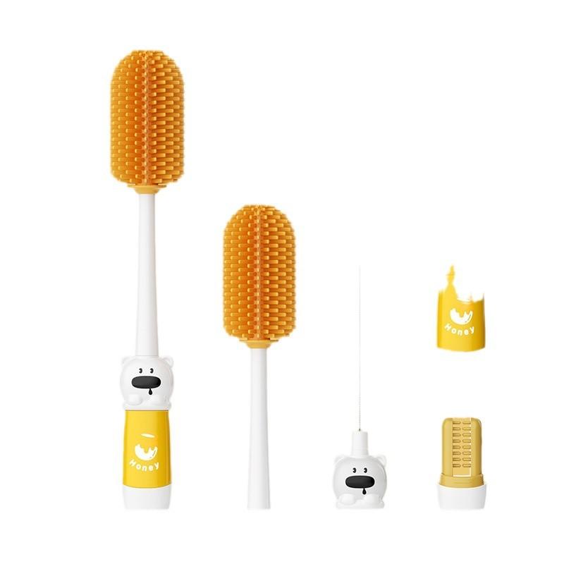 4 In 1 Silicone Baby Bottle Brush Long Handle Cup Pacifier Gap Cleaner Portable Infant Feeding Bottle Cleaning Tool