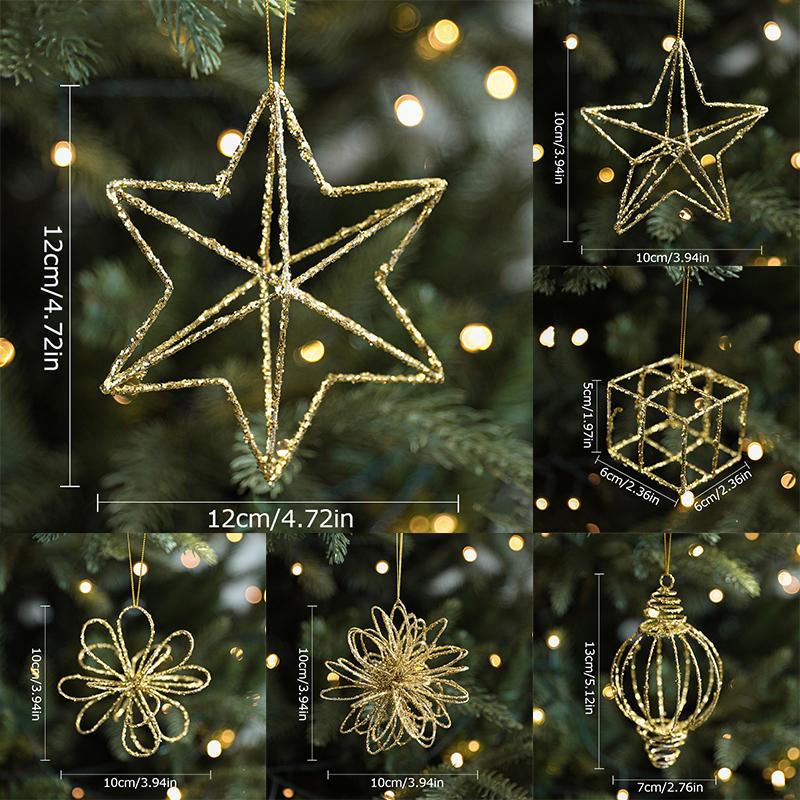 1PC Weihnachten Weihnachten Baum Hause Kinder Spielzeug Geschenk Weihnachten Neue Jahr Gold Hohl Metall Anhänger