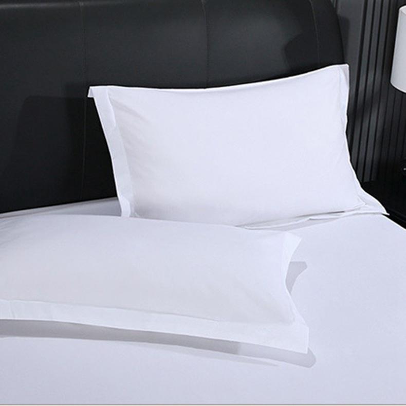Washed Cotton 4-Piece White Bedding Set for Hotels and Guesthouses, Fitted Sheet Style
