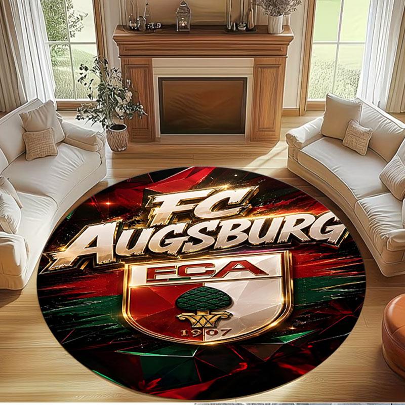 FC Augsburg Print Round Rug, Washable Floor Carpet, For Entryway Dorm Laundry Room Office Study, Home Decor Birthday Christmas Gift