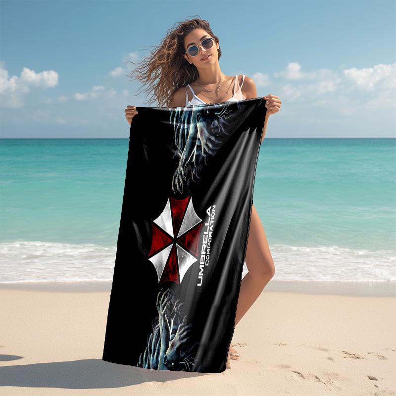 Resident Evil game, Umbrella Corporation, soft beach towel, outdoor camping vacation swimming beach towel, outdoor absorbent bath towel, Q11