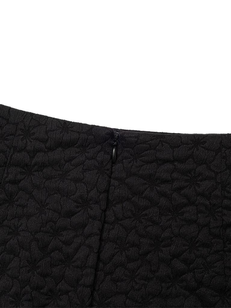 Eogeulliswedou Flower Ruffle Mini Skirt (Black)
