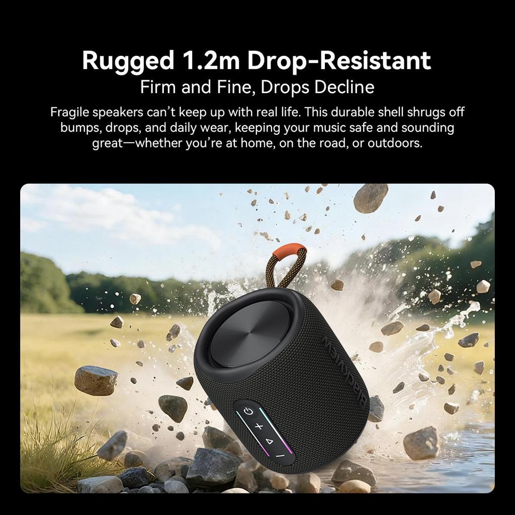 Blackview AuraBass 2 Bluetooth Speaker, 10W Loudness, IPX7 Waterproof, 7H Playtime, RGB Lights