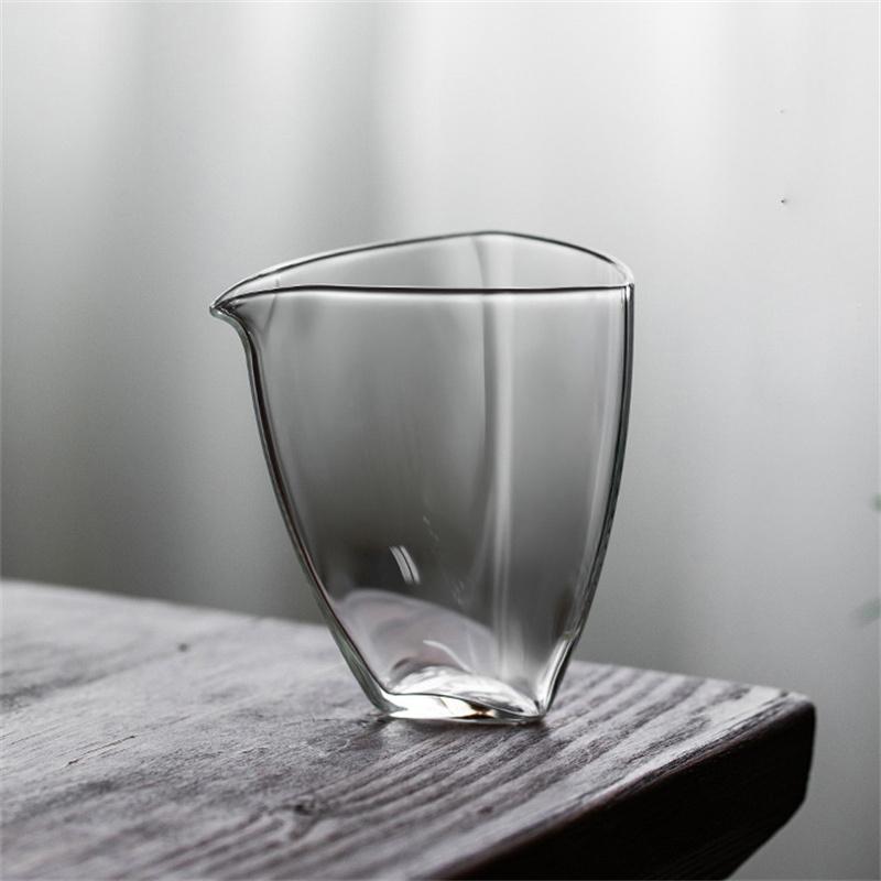 Japanese Style Triangle Shape Glass Fair Cup Tea Pitcher Heat Resistant Chahai Tea Ceremony Tea Mug  Kung Fu Tea Set Accessories
