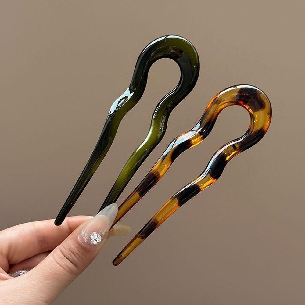 U-Shaped Hair Fork Tortoiseshell Acetate Acrylic Hairpin Hair Sticks Women Girls Design Headwear Elegant Chinese Style