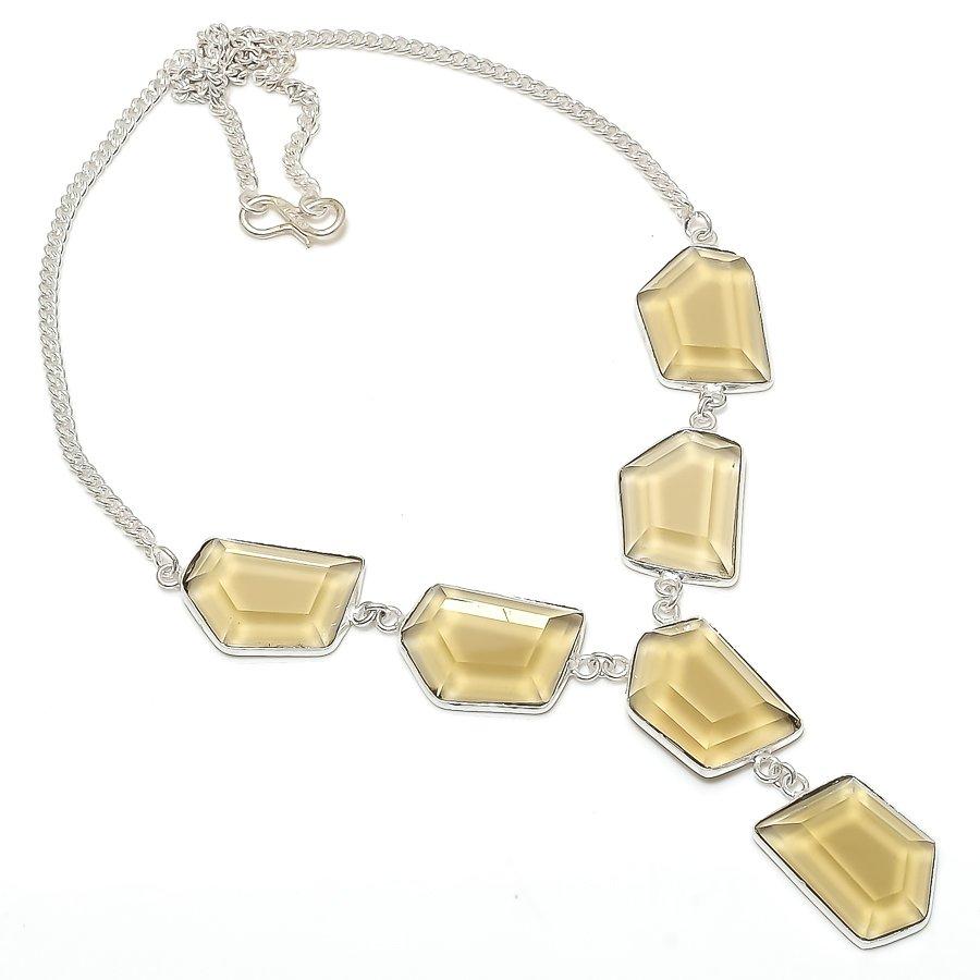 Citrine Gemstone 925 Sterling Silver Jewelry Necklace 18"