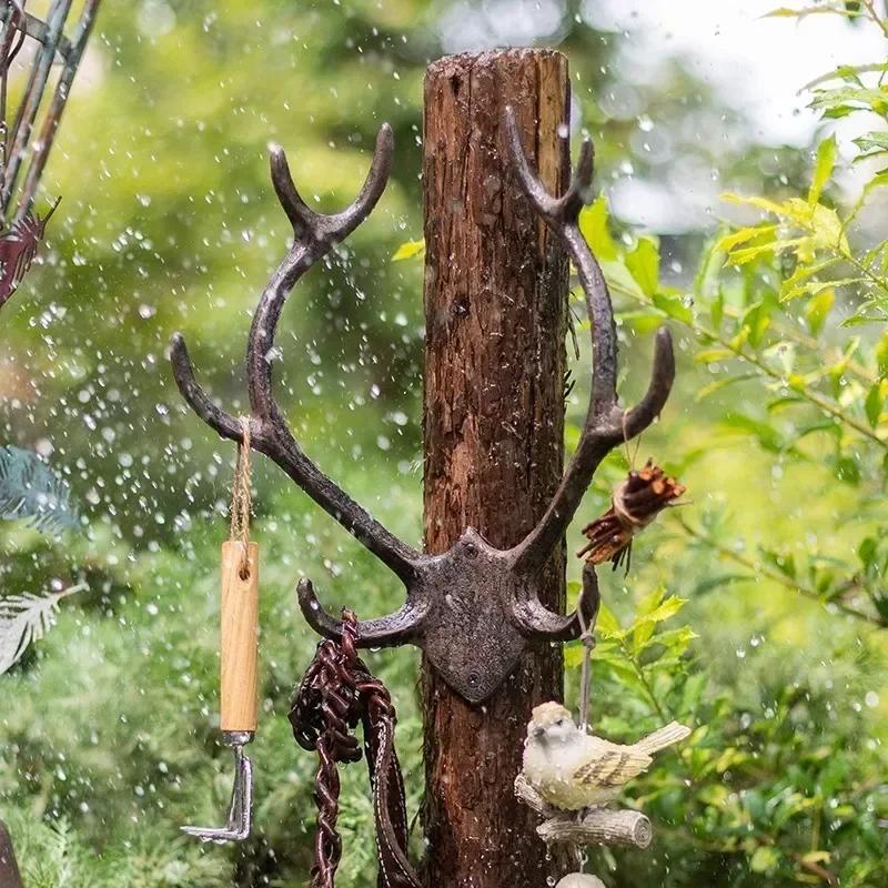 Metal Cast Iron Wall Storage Hooks for Storing Items Restaurant Bar Antlers Decorative Wall Hanging Retro Style Classical Hook