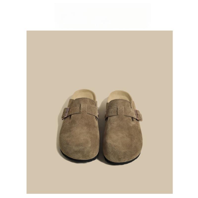 Soft leather version~ Boken shoes platform slippers women's spring and autumn 2025 new outer wear fishing half slippers Boken shoes