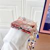 Relief Flower Phone Case For Samsung Galaxy Z Fold 7 5G Scarves Bracelet Hand Strap Protective PC Hard Shell Fold7 Back Cover