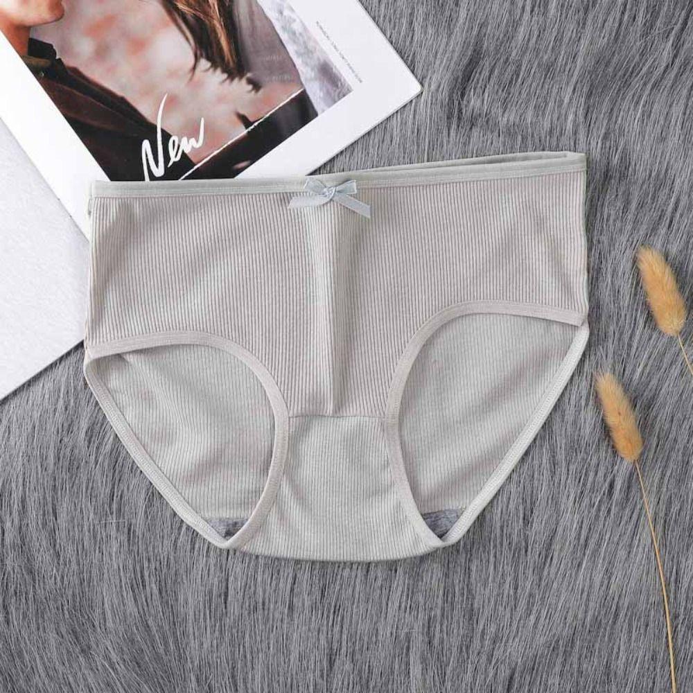 8Pcs Mid Waist Simple Underpants Bowknot Underwear for Women Breathable Seamless Briefs  Lady