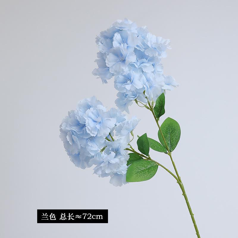 2 Forks Artificial Hydrangeas Flower With Stems DIY For Wedding Party Home Decor Outdoor Bouquet Flowers White Blue Plants Decor