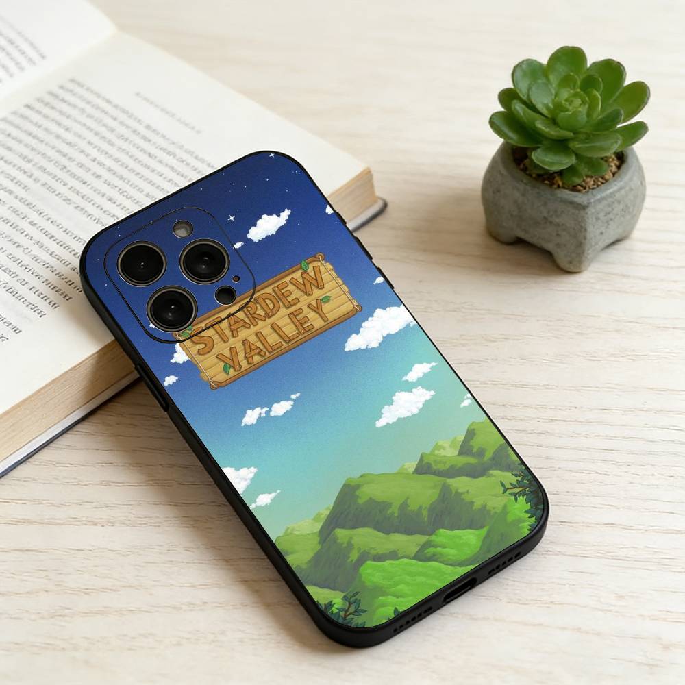 S-Stardew Valley Phone Case For iPhone 17,16,15,14,13,12,11 Plus,Pro Max,XS,Soft Silicone Black Cover