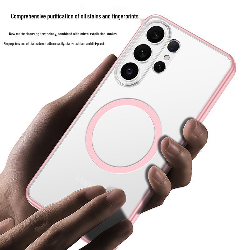 Compatible Samsung S26 Ultra Transparent Frosted Magnetic Airbag Drop-Proof Protective Case