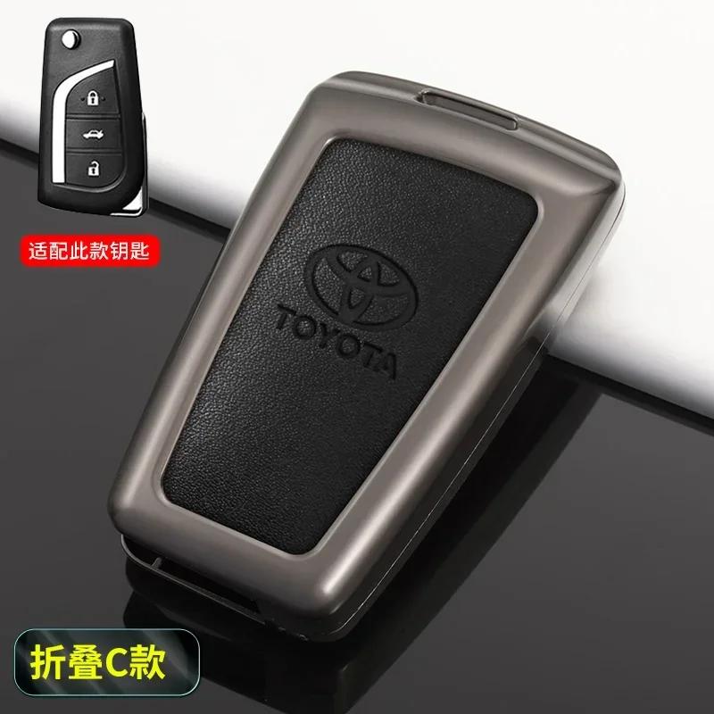 Toyota 2026 New Hub Caps Zinc Alloy Leather Car Key Cover Case Shell Bag Toyota Yaris Camry Corolla Prado R Car Sticker