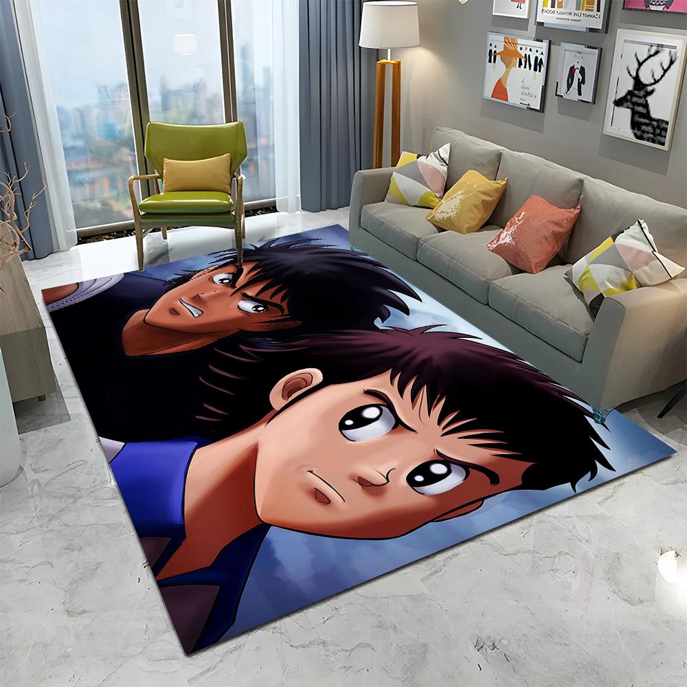 Anime Captain Tsubasa Fußball Cartoon Teppich für Zuhause Wohnzimmer Schlafzimmer Sofa Fußmatte Dekor, Kinder Teppich Rutschfeste Bodenmatte