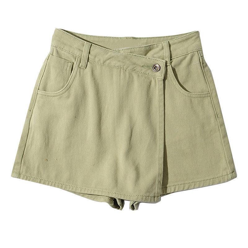 Summer 2023 Women's High-Waist Denim A-Line Shorts: Light, Two-Piece Look, Slim Fit Skirt-Pants Design
