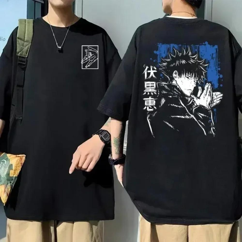 Japanese Anime Printed T-shirt Summer Men Women 100 Cotton Short Sleeve Harajuku Hip Hop Tshirt Y2k Top Oversized Tee Streetwear