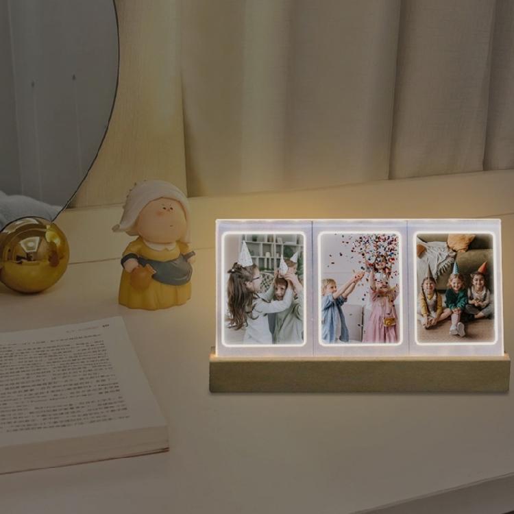 Contemporary 3Inch Acrylic Pictures Frame Ambients Light For Camera Photos Desktop Decoration Gift for Friend Family
