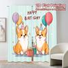 Set Of 2 Minimalist Flat Printing Curtains Without Rod Birthday Corgis Chic Durable Polyester Art Deco Curtain Made