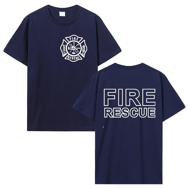 Fire Rescue Firefighter T Shirt Men Fireman T-shirts Men Cotton Tees Tops Harajuku Streetwear
