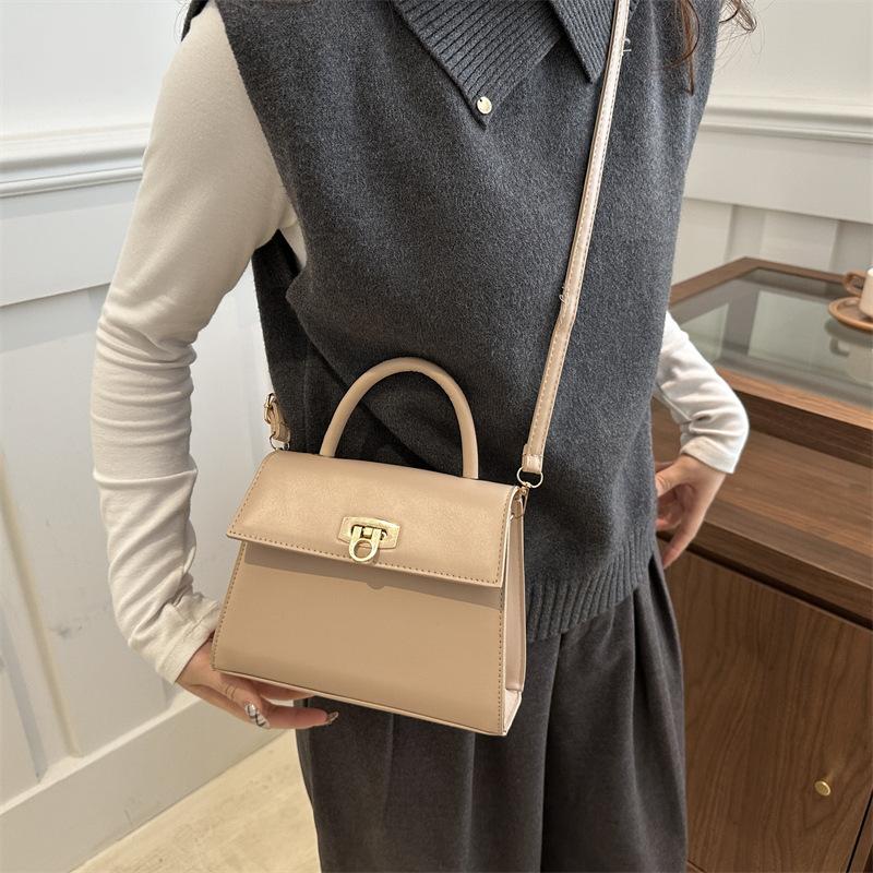 Textured small square bag chain, foreign style women's bag, women's fashion solid color shoulder messenger bag