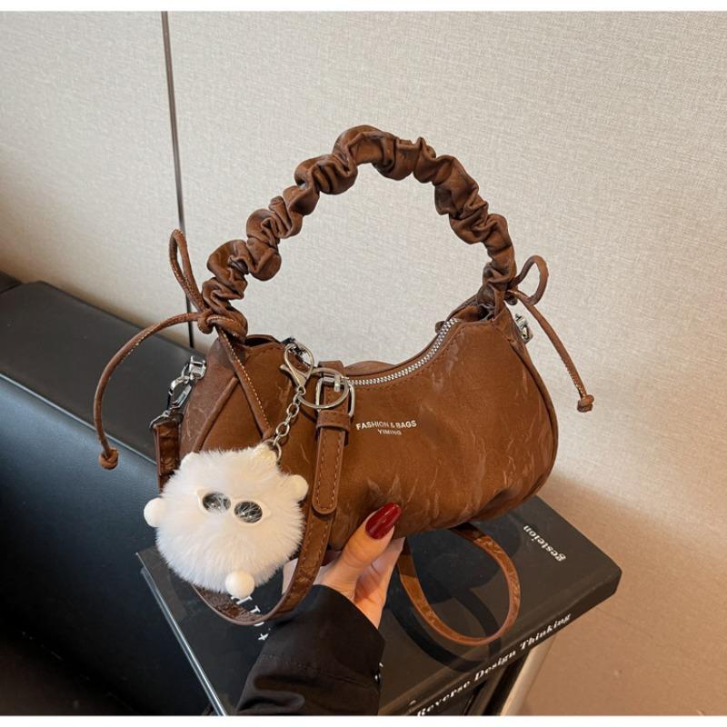 

Нишевая сумка женская новая летняя модная сумка-мессенджер плиссированная портативная сумка-пельмень темно-коричневого