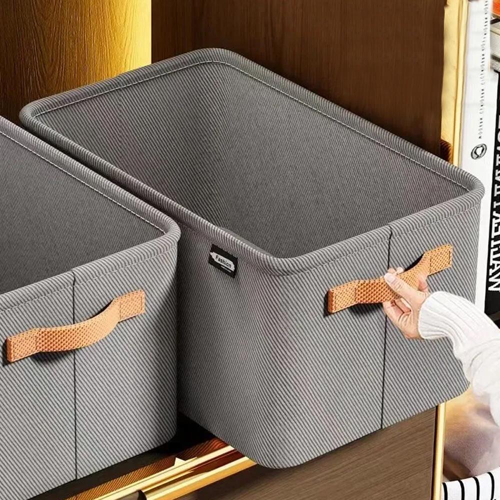 Wardrobe Organizer Box Foldable Storage Box Versatile Thickened Pants Sweater Storage Basket with Handle&Steel Frame Household
