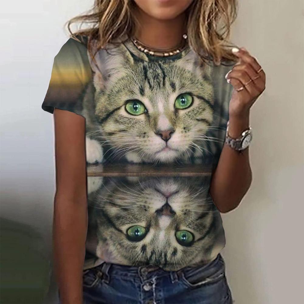 Fashion Women'S T-Shirt Funny Cat 3D Print Top Woman Harajuku T Shirt Casual Oversized Clothing Summer Female Oversized Tees